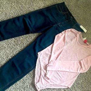 Boyfriend jean and bodysuit set 2pc